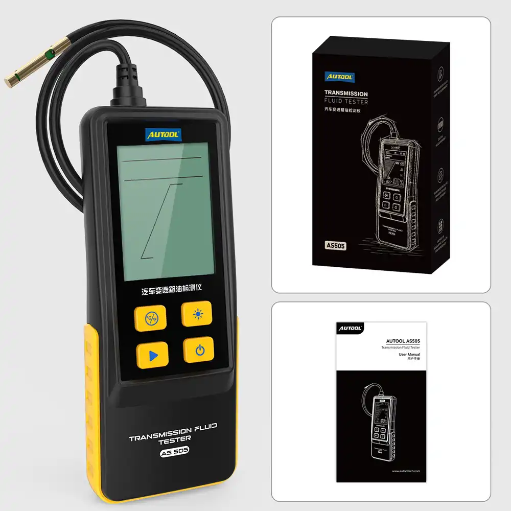 AUTOOL AS505 Digital Optical Transmission Fluid (ATF) Quality & Temperature Tester (800mm PTFE Probe · 2.8